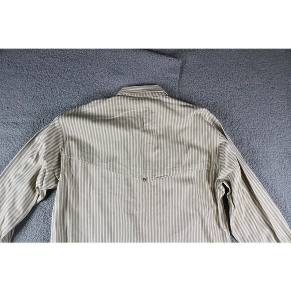 Outback Trading Company Mens Shirt L Cotton Brown White Striped Western Cowboy - Picture 4 of 8